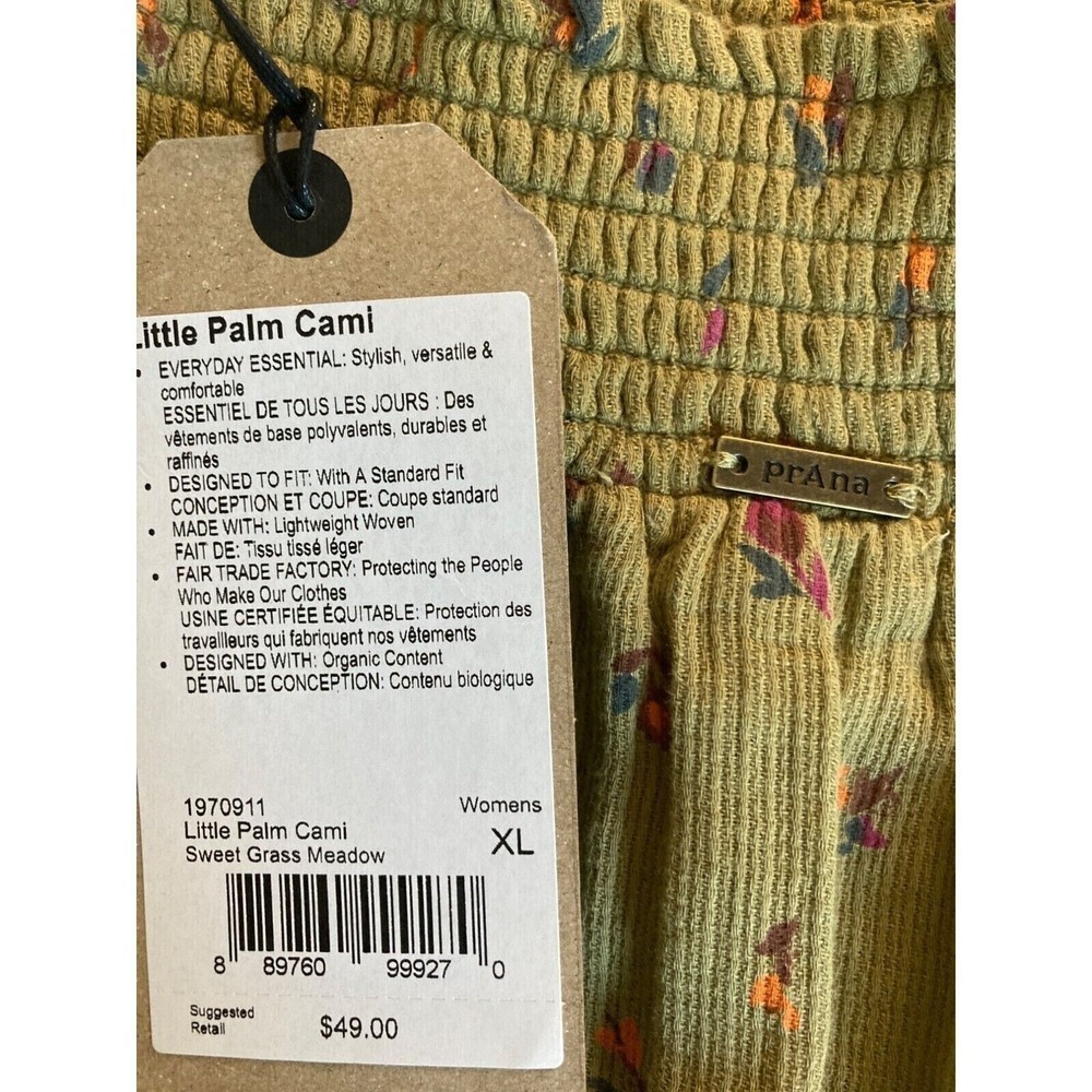 NWT Prana Womens Little Palm Cami Sweet Grass Meadow XL - Picture 5 of 5